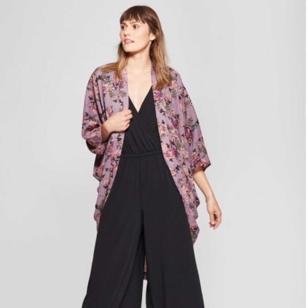 Woven Floral Print Cocoon Kimono NWOT